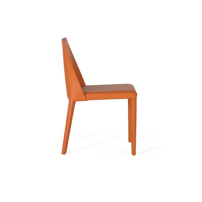 GINER Y COLOMER - Jeu de 2 Chaises Design à Assise en Simili Cuir Orange avec Pieds Antidérapants - H80 x L46 cm 2