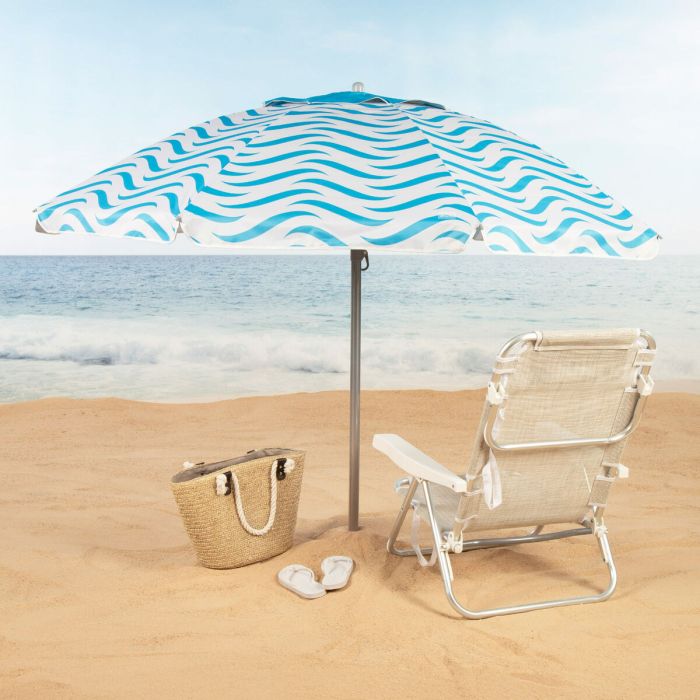 Parasol de plage Aktive Bleu Ø 200 cm 200 x 190 x 200 cm (6 Unités) 5 Parasol de plage Aktive Bleu Ø 200 cm 200 x 190 x 200 cm (6 Unités) 5