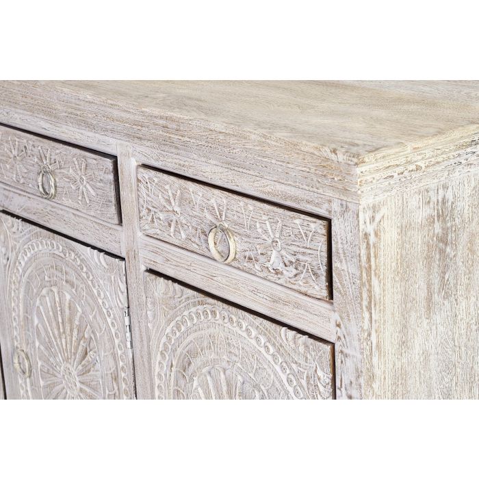 GINER Y COLOMER - Buffet 3 portes et 3 tiroirs en bois de manguier massif, finition blanc vieilli antique, dimensions 90 x 150 x 40 cm 3 GINER Y COLOMER - Buffet 3 portes et 3 tiroirs en bois de manguier massif, finition blanc vieilli antique, dimensions 90 x 150 x 40 cm 3