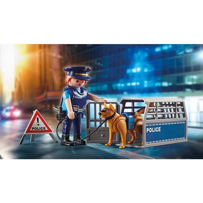 Playmobil 6878 Barrage de Police City Action - Jouet avec Chien Policier et Accessoires - À Partir de 4 Ans