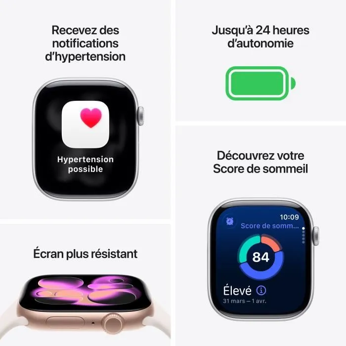 Apple Watch Series 11 GPS + Cellular 46 mm Or Rose Aluminium Bracelet Sport Clair Taille S/M MFCG4ZRA 2