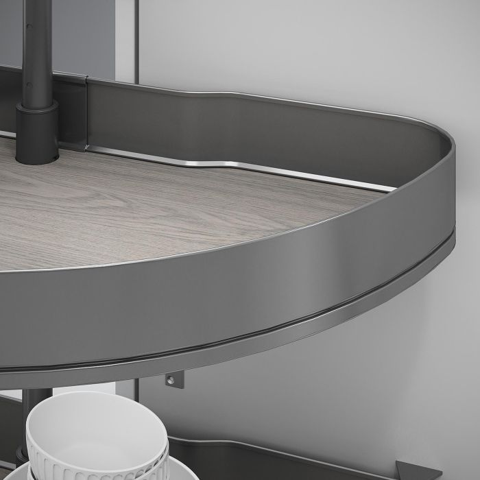 Emuca Jeu de plateaux tournants Harmony 1/2 lune, Module largeur 800mm, Hauteur réglable, Acier et Bois, Gris anthracite 3 Emuca Jeu de plateaux tournants Harmony 1/2 lune, Module largeur 800mm, Hauteur réglable, Acier et Bois, Gris anthracite 3