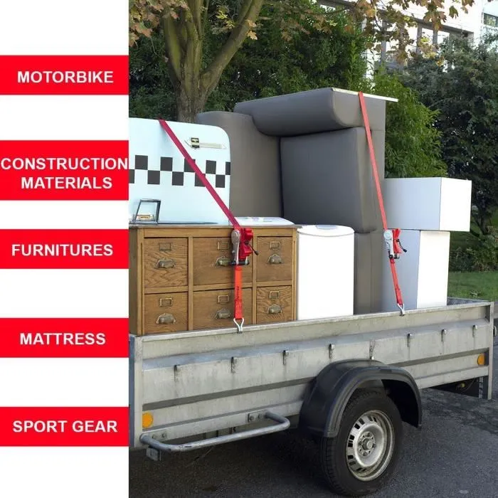 Master Lock 4367EURDAT Kit de 4 sangles d'arrimage avec crochets et cliquet, 5m x 25mm, Bleu 1