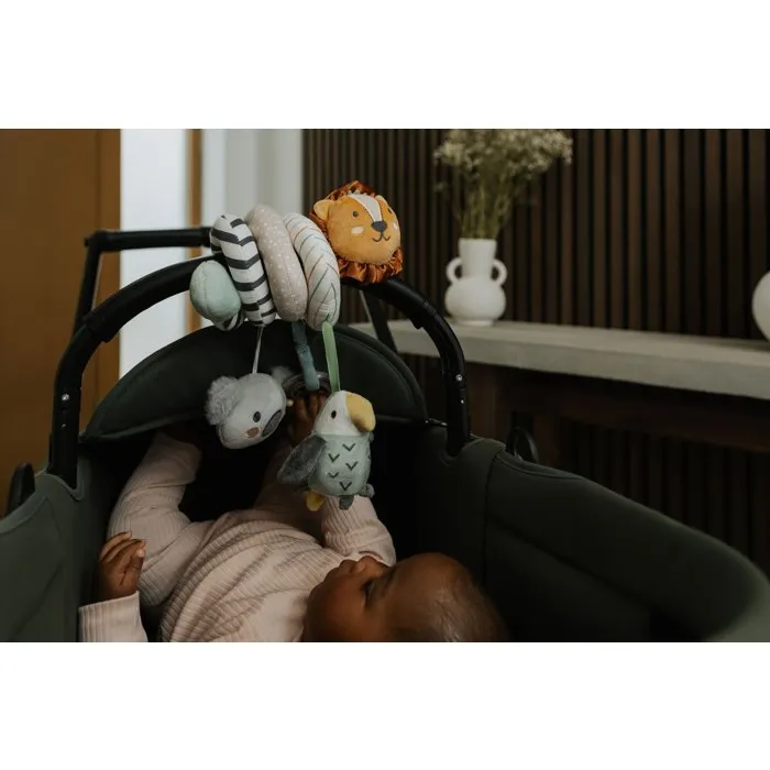 Nuby - Spirale d'activités sensorielle pour poussette et siège-auto avec animaux en peluche, hochets et textures - Jouet d'éveil pour bébé - Beige Nuby - Spirale d'activités sensorielle pour poussette et siège-auto avec animaux en peluche, hochets et textures - Jouet d'éveil pour bébé - Beige