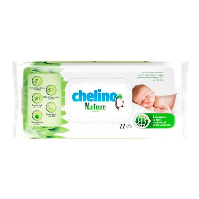 Lingettes imprégnées Chelino Nature (72 Unités)