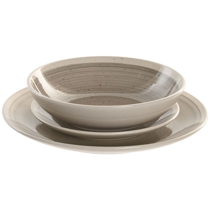 Assiettes Home ESPRIT Beige Gris Grès 18 Pièces