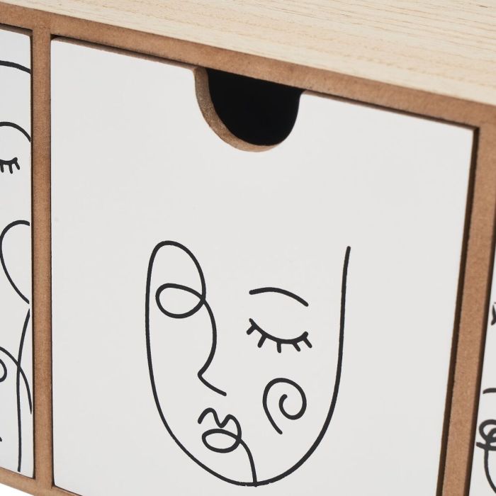 Boîte à bijoux ONE LINE Blanc Noir Naturel Bois MDF 40 x 12 x 20 cm 3