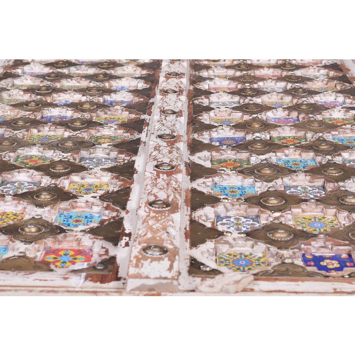 GINER Y COLOMER - Armadio en bois de manguier, 2 portes avec détails en céramique et bronze, couleur blanc vieilli, barre à vêtements intégrée 3 GINER Y COLOMER - Armadio en bois de manguier, 2 portes avec détails en céramique et bronze, couleur blanc vieilli, barre à vêtements intégrée 3