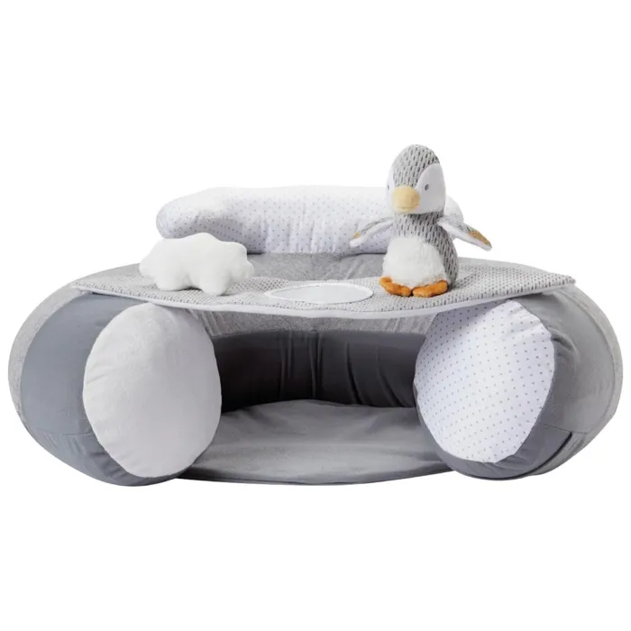 Nuby Siège Gonflable Sit & Play avec Plateau Amovible - Siège de Sol Sensoriel avec Jouets pour l'Éveil des Bébés dès 6 Mois - Gris