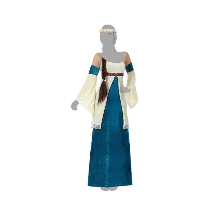 Déguisement de Dame Médiévale Noble Adulte Femme, Costume en Polyester avec Diadème, Taille XS-S, Thème Historique