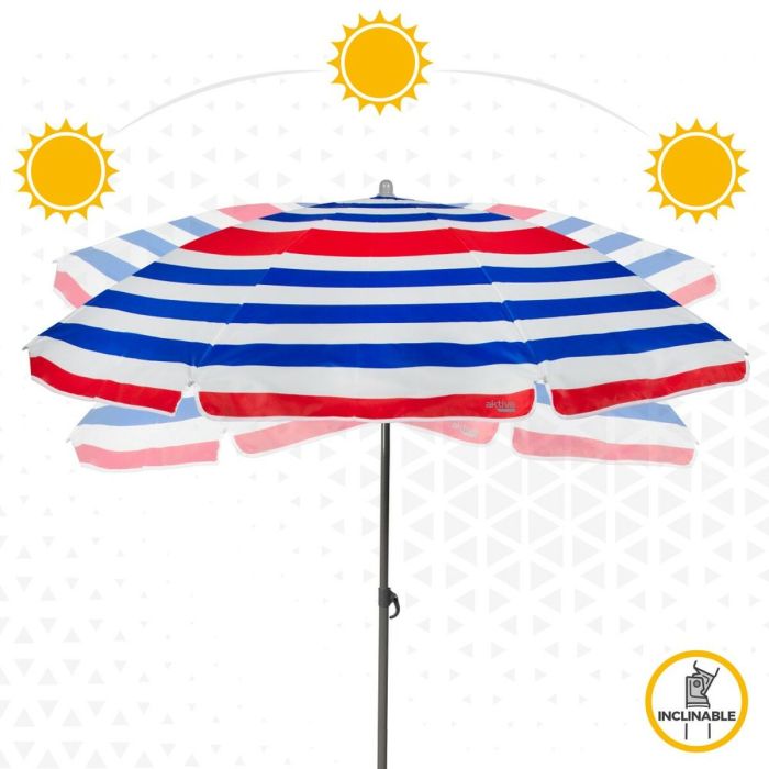 Parasol de plage Aktive Bleu Rouge Multicouleur Argenté Ø 160 cm 160 x 167 x 160 cm (12 Unités) 2