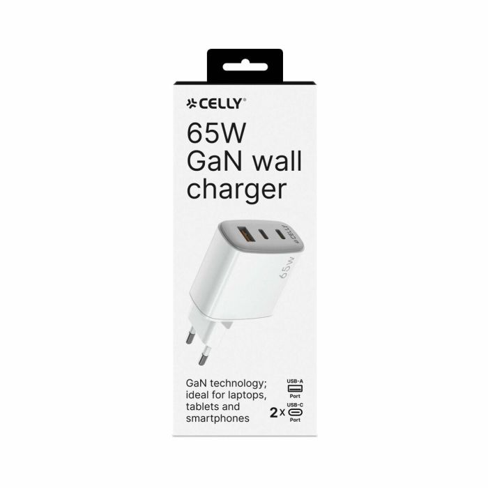 Chargeur mural Celly UPTC1USB2USBC65 Blanc 1 Chargeur mural Celly UPTC1USB2USBC65 Blanc 1