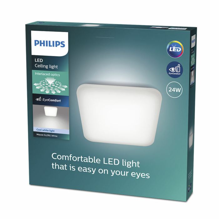 LED plafond Philips mauve 24 W 43 x 43 x 7,5 cm Blanc Métal (4000 K) 1