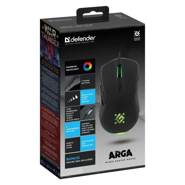 Souris Gaming Defender GM-049 ARGA Noir 3600 DPI
