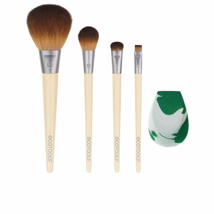 Ecotools Lot de 5 pièces : Pinceaux et Éponge de Maquillage Essentiels pour Femme