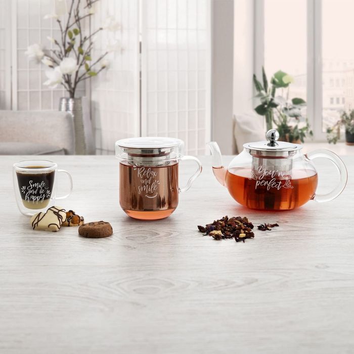 Tasse avec filtre pour infusions Quid Serenia Transparent 350 ml (3 Pièces) 5 Tasse avec filtre pour infusions Quid Serenia Transparent 350 ml (3 Pièces) 5