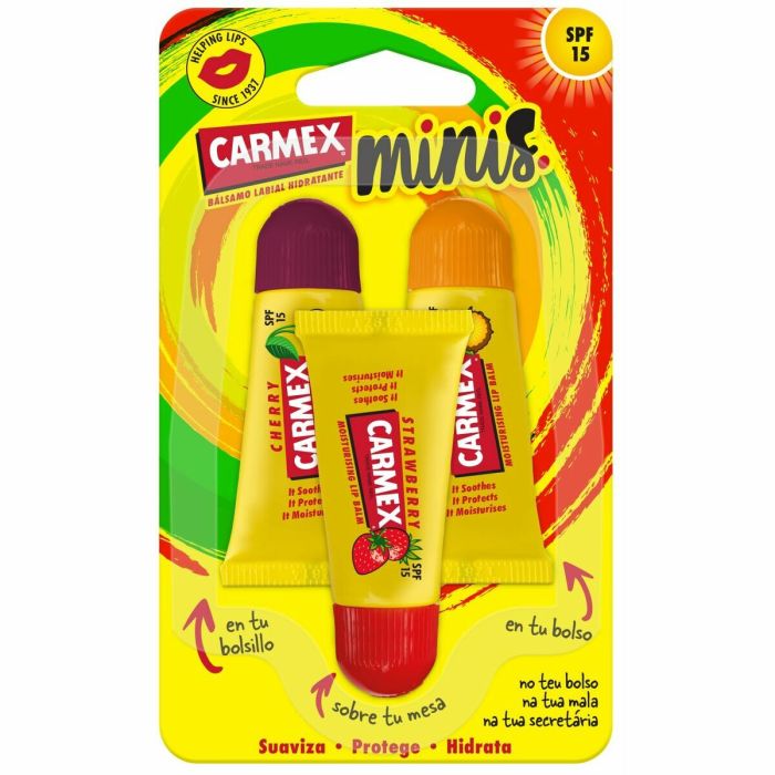 Baume à lèvres hydratant Carmex Triplo Transparent Spf 15 Fraise Ananas Cerise 3 Pièces (3 Unités) 8 Baume à lèvres hydratant Carmex Triplo Transparent Spf 15 Fraise Ananas Cerise 3 Pièces (3 Unités) 8