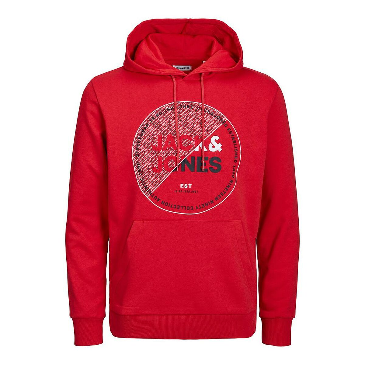 Sudadera roja con capucha y logo en pecho de Jack Jones