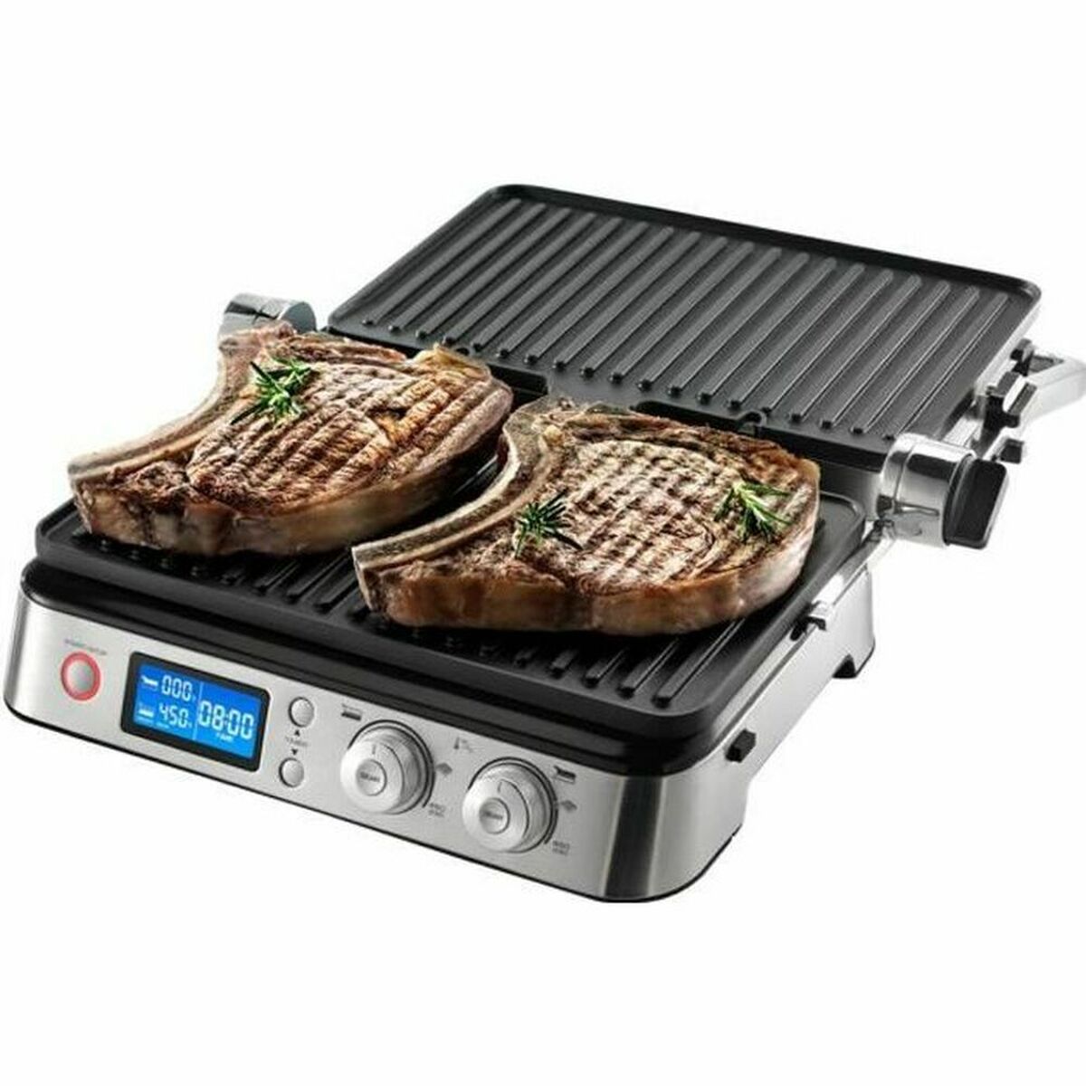 Parrilla eléctrica Cecotec Rock´nGrill 750 Full Open 750W inox/negro