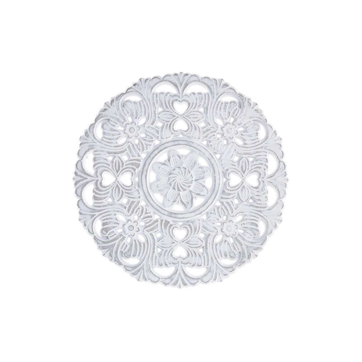 Decoración de Pared DKD Home Decor Blanco Mandala Madera MDF (60 x 2 x 60  cm)