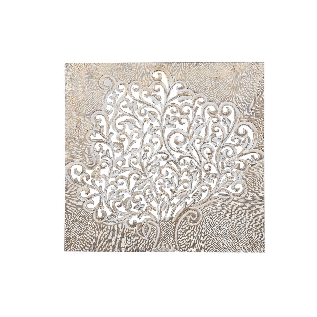 Decoración de Pared DKD Home Decor Blanco Mandala Madera MDF (120 x 3,5 x  120 cm)