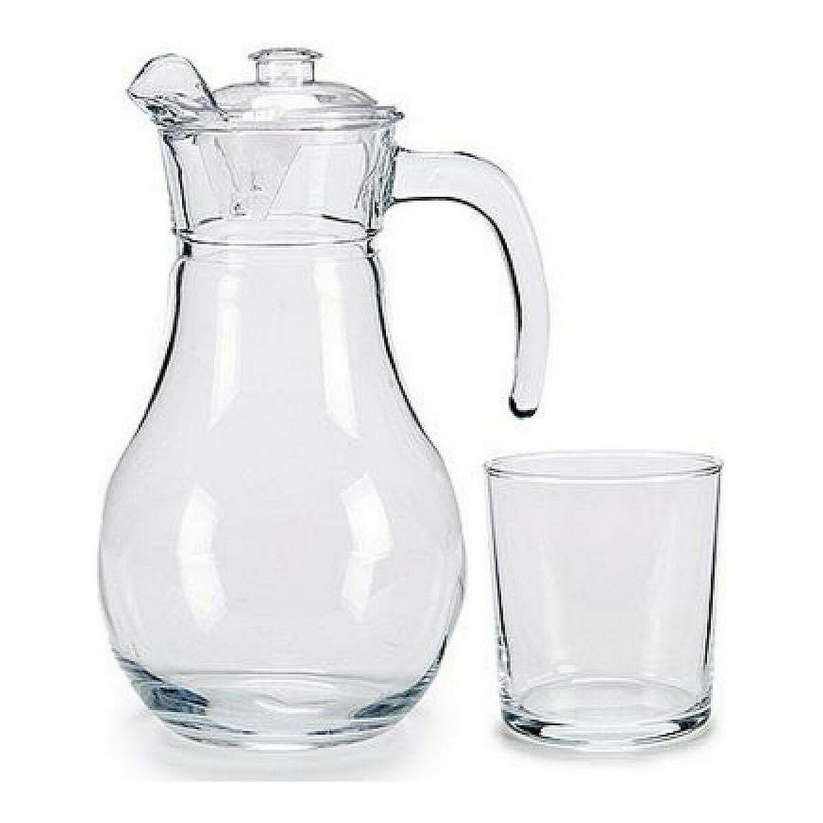 Set jarra y 4 vasos vidrio borosilicato