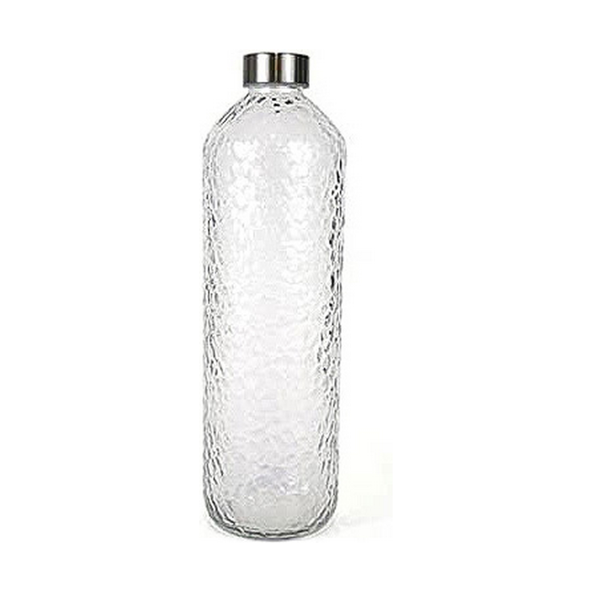 Pack 12 Botellas Cristal Agua Decorada c/Tapa Acero 1 litro / Medida  25,5×9,5×9,5cm