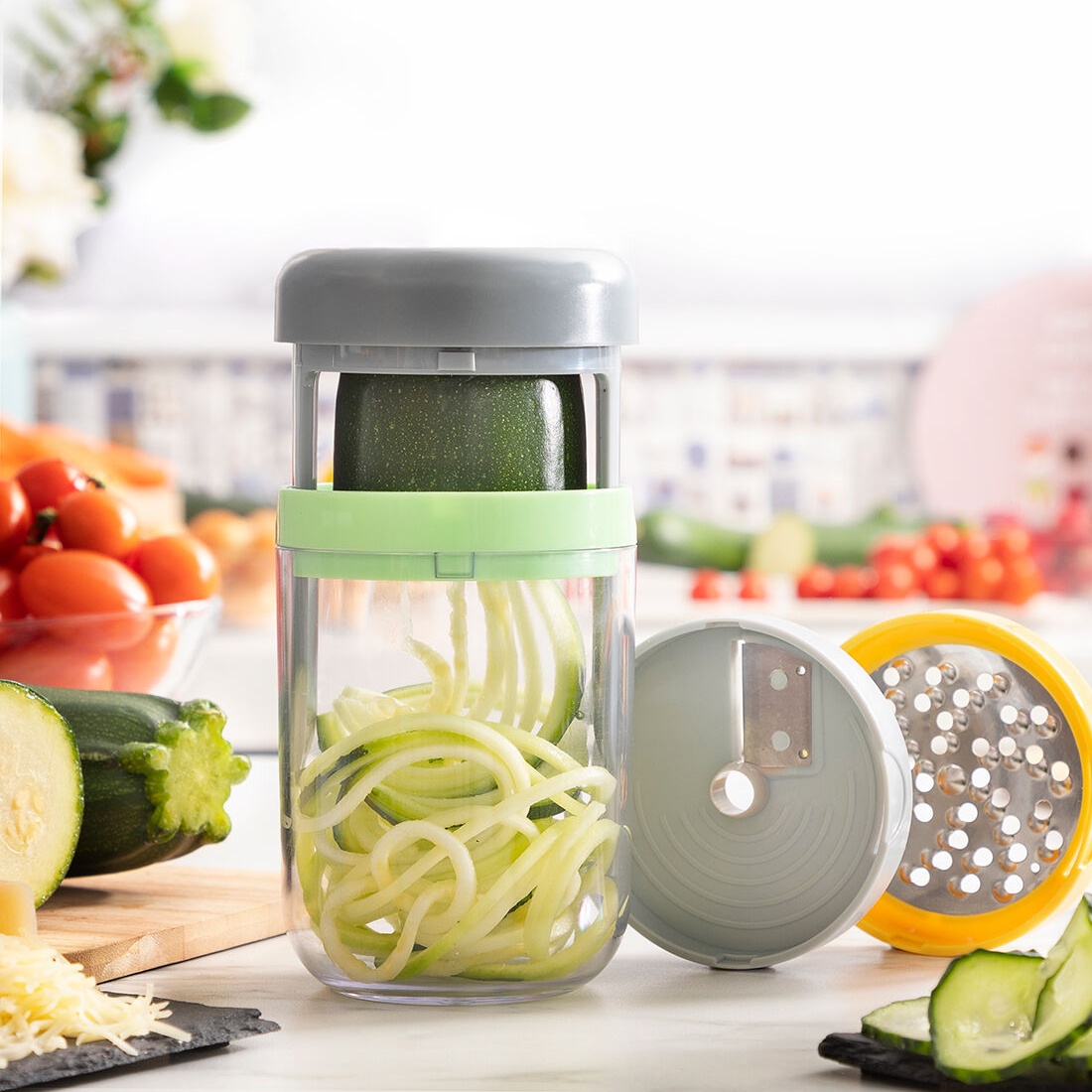 Cocina y hogar›Cuchillos y utensilios de cocina›Ralladores Espiralizador de  verduras Espiralizador - Espiralizador manual multifunción para espaguetis