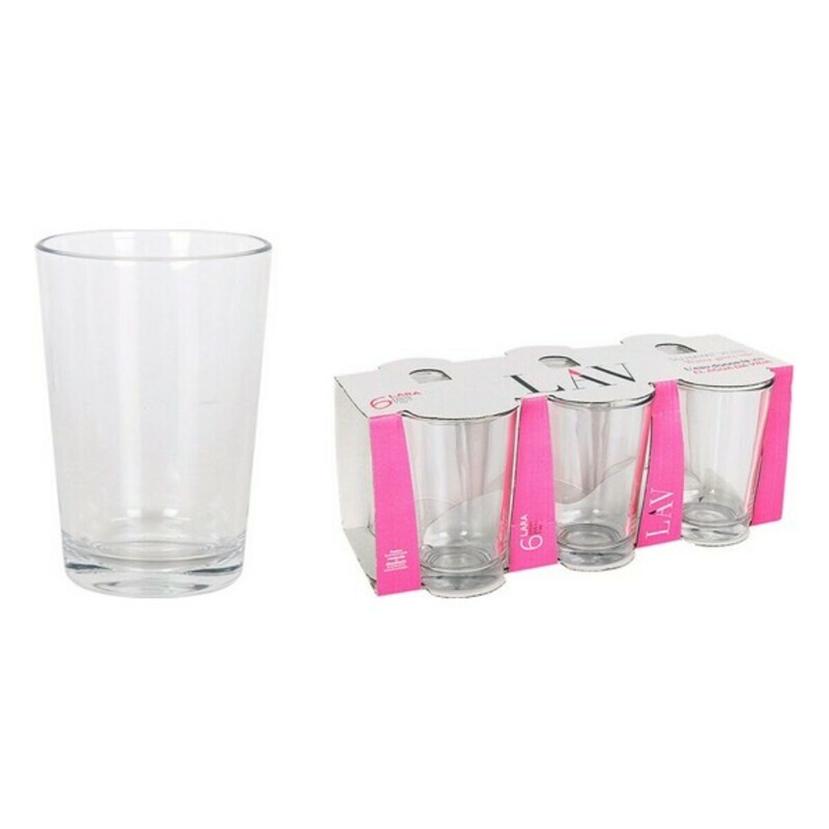 Set de 6 vasos de cristal 205 ml, modelo Lara, 10 x 6.5 cm, vasos