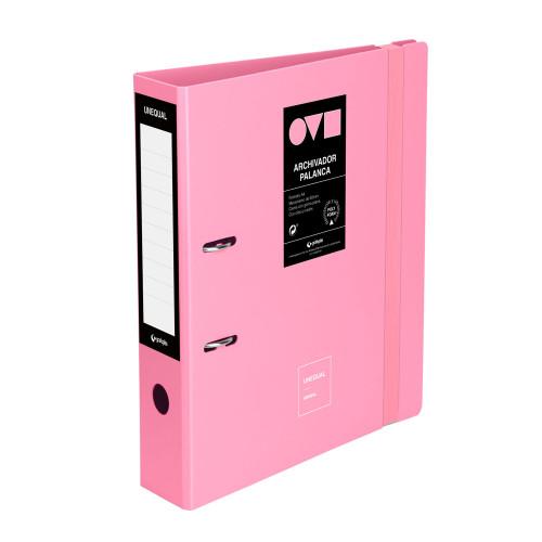 Classeur A4 4 Anneaux Rose Unequal Minimal – Polyfoam Ultraléger Résistant, Recharge + Séparateurs, Parfait Étudiant & Bureau