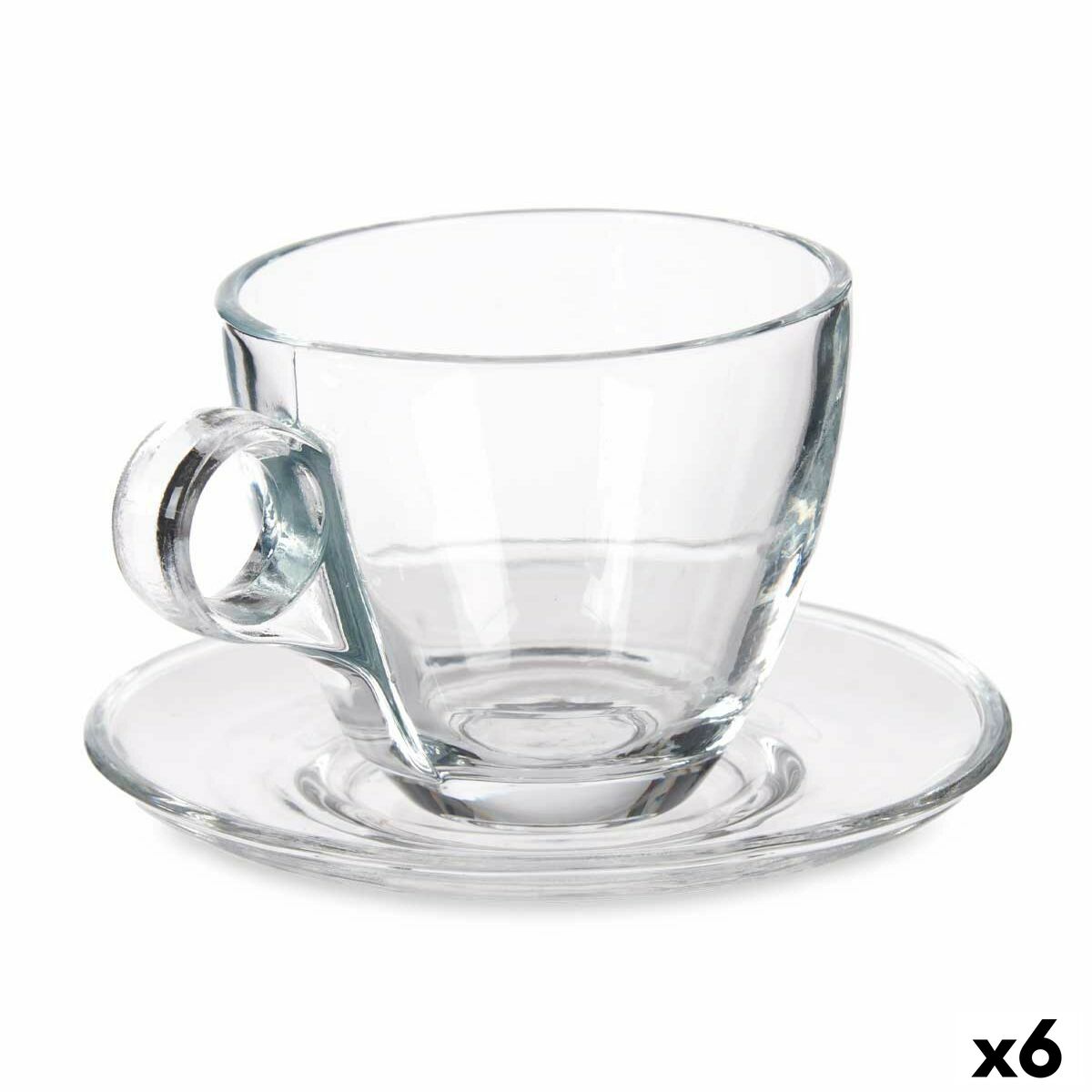 Juego de Tazas de Café Cristal Plateado Metal Transparente (90 ml) 