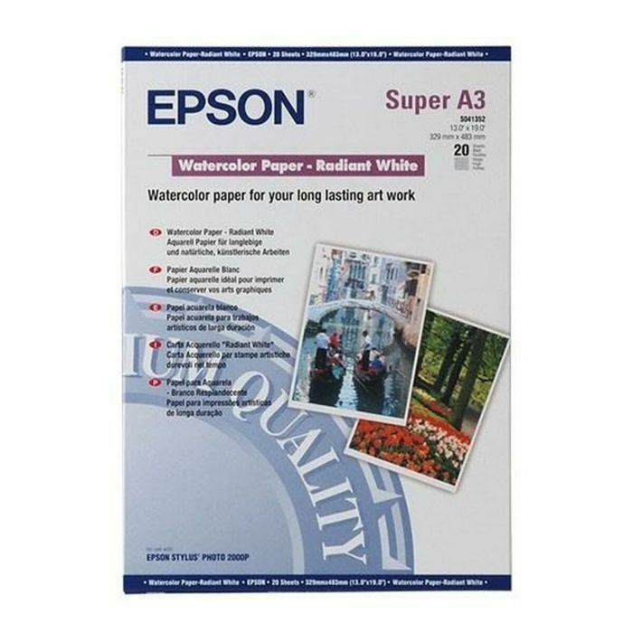 Epson GF Papel acuarela blanco, DIN A3+, 190 gr, 20 hojas Epson GF Papel acuarela blanco, DIN A3+, 190 gr, 20 hojas
