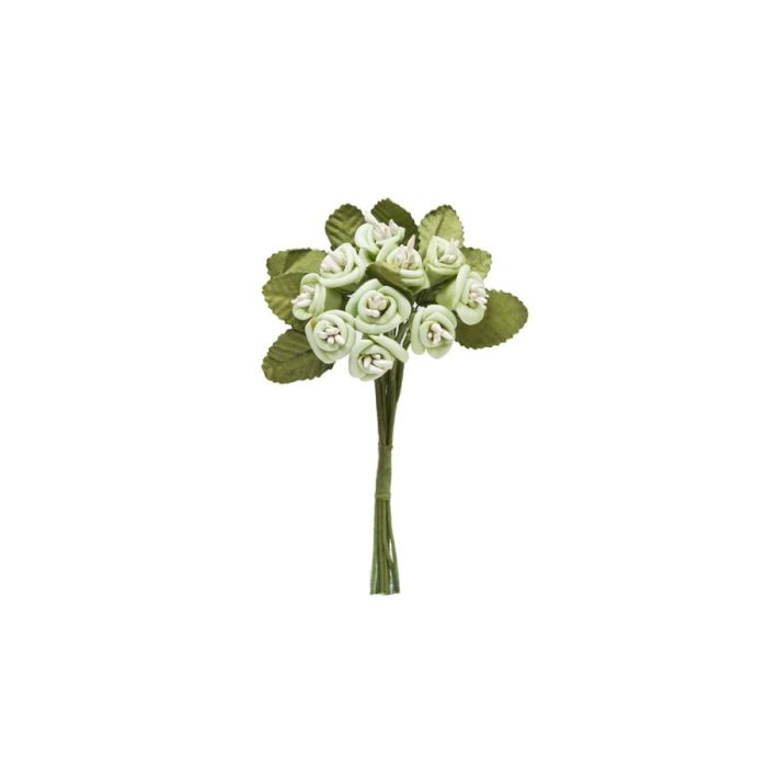 Bolsa 12 Mini Flores Pomos Rosa C/Pis Verde Bolsa 12 Mini Flores Pomos Rosa C/Pis Verde