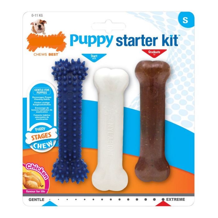 Mordedor de perro Nylabone Extreme Chew Starter Kit Cachorros Pollo Nylon Termoplástico (3 pcs)