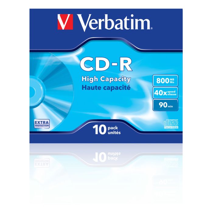 Verbatim Cd-R, 800Mb, 40X, 10 Pack Jewel Case, Superficie Extra Protection