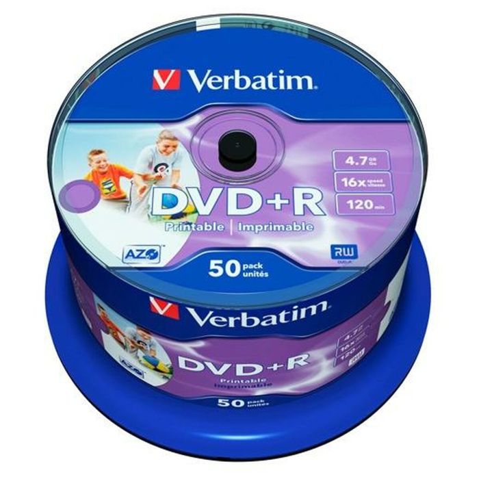 Verbatim dvd+r azo 4.7gb 16x wide printable surface no-id, pack 50 units