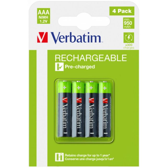 Verbatim Pilas Alcalinas Recargables Aaa - Hr03 - Pack 4 Unidades Sustituye 49942