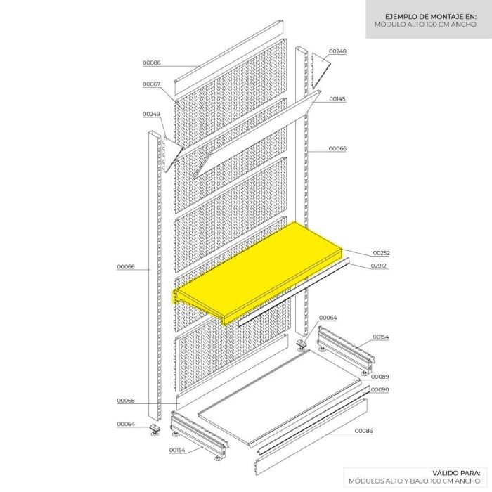 Balda de madera 1000x470x60mm color haya c/soportes basics 2 Balda de madera 1000x470x60mm color haya c/soportes basics 2