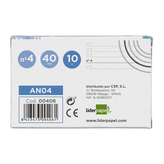 Anilla Bisagra Liderpapel Niquelada N.4 Diametro 40 mm Caja De 10 Unidades 9