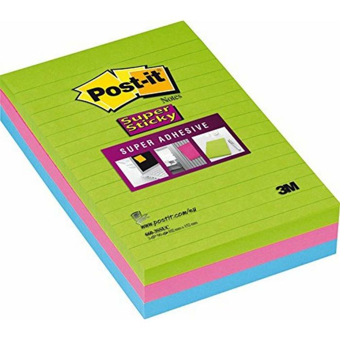 Post-It Blocs notas adhesivas canary yelllow formato xl con lineas 100 hojas 102x152 -pack 3