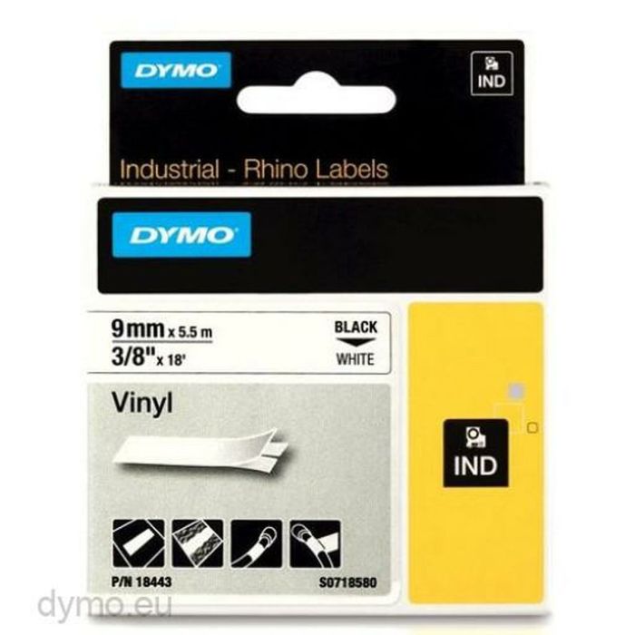 Dymo Rhino Cinta Id1-9, Negro Sobre Blanco, 9 mmx5´5M, Vinilo S0718580