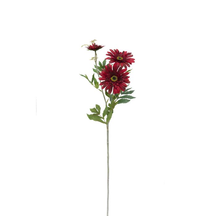 Oplante Flor Artificial Vara de Gerbera X 3 Rojo Tela - 77 cm Alto, 17 cm Ancho