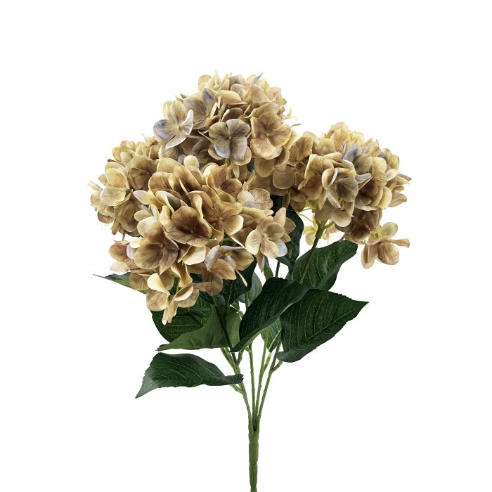 Flor Artificial Bush de Hortensia Marron Tela