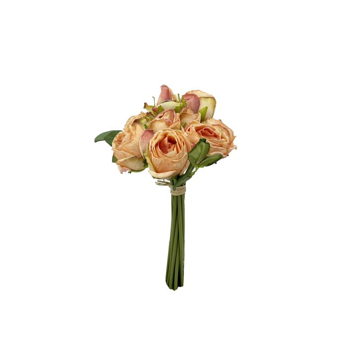 Flor Artificial Bouquet Capullo Rosa Salmon Tela