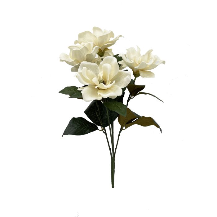 Flor Artificial Bush de Magnolia Blanco Tela