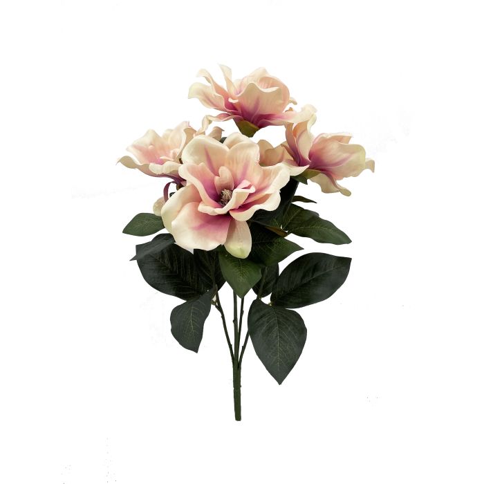 Flor Artificial Bush de Magnolia Rosa Tela