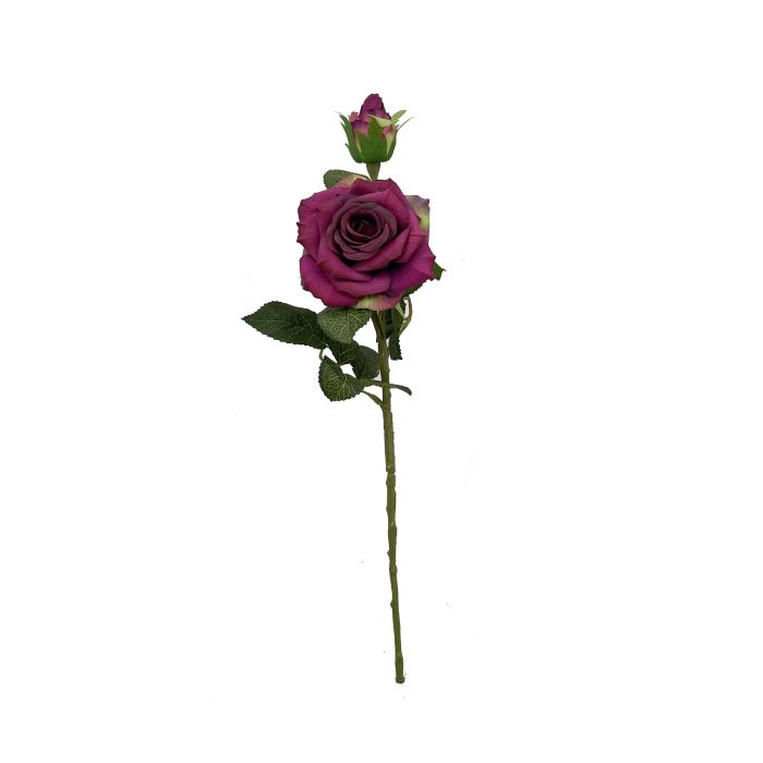 Flor Artificial Vara de Rosa Vino Tela