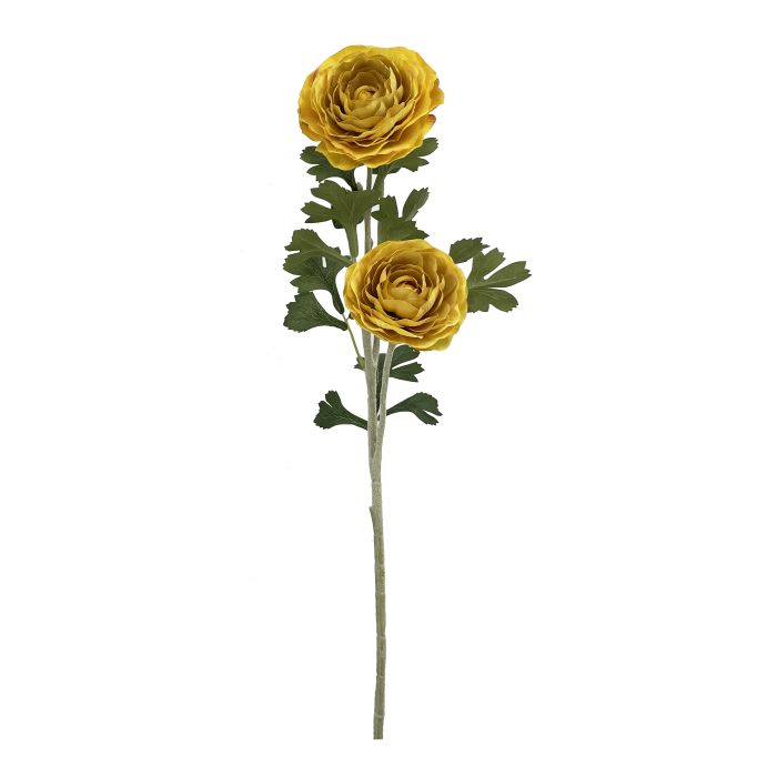 Flor Artificial Vara de Ranúnculo Amarillo Tela