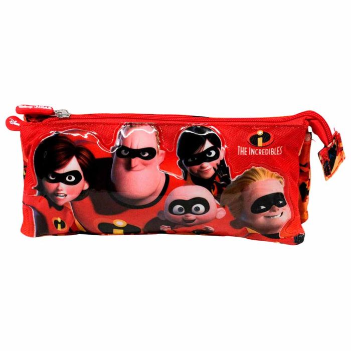 Estuche Portatodo Triple Family Disney Los Increíbles Rojo