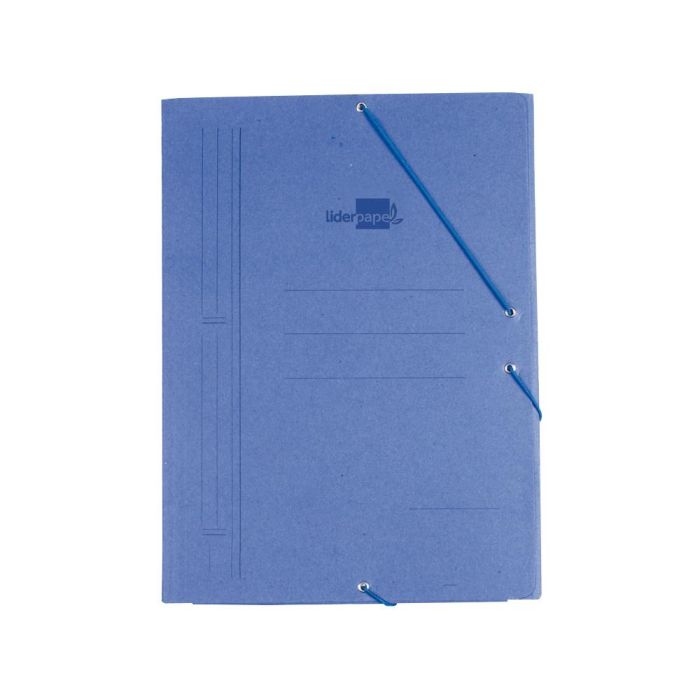 Carpeta Liderpapel Gomas Folio 3 Solapas Carton Compacto Azul 10 unidades 1